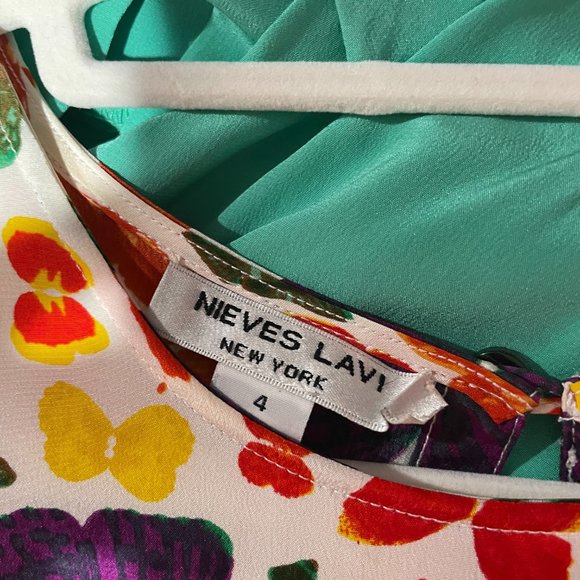 Nieves Lavi Scoop Neck Multicolor Butterfly Print Dress Size 4 (Excellent Cond.) - Picture 4 of 4